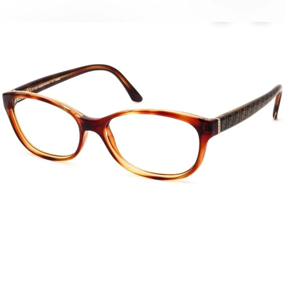 FENDI NWOT Career Preppy Women's Tortoise Logo Temple 53x15x135 Eyeglass Frame